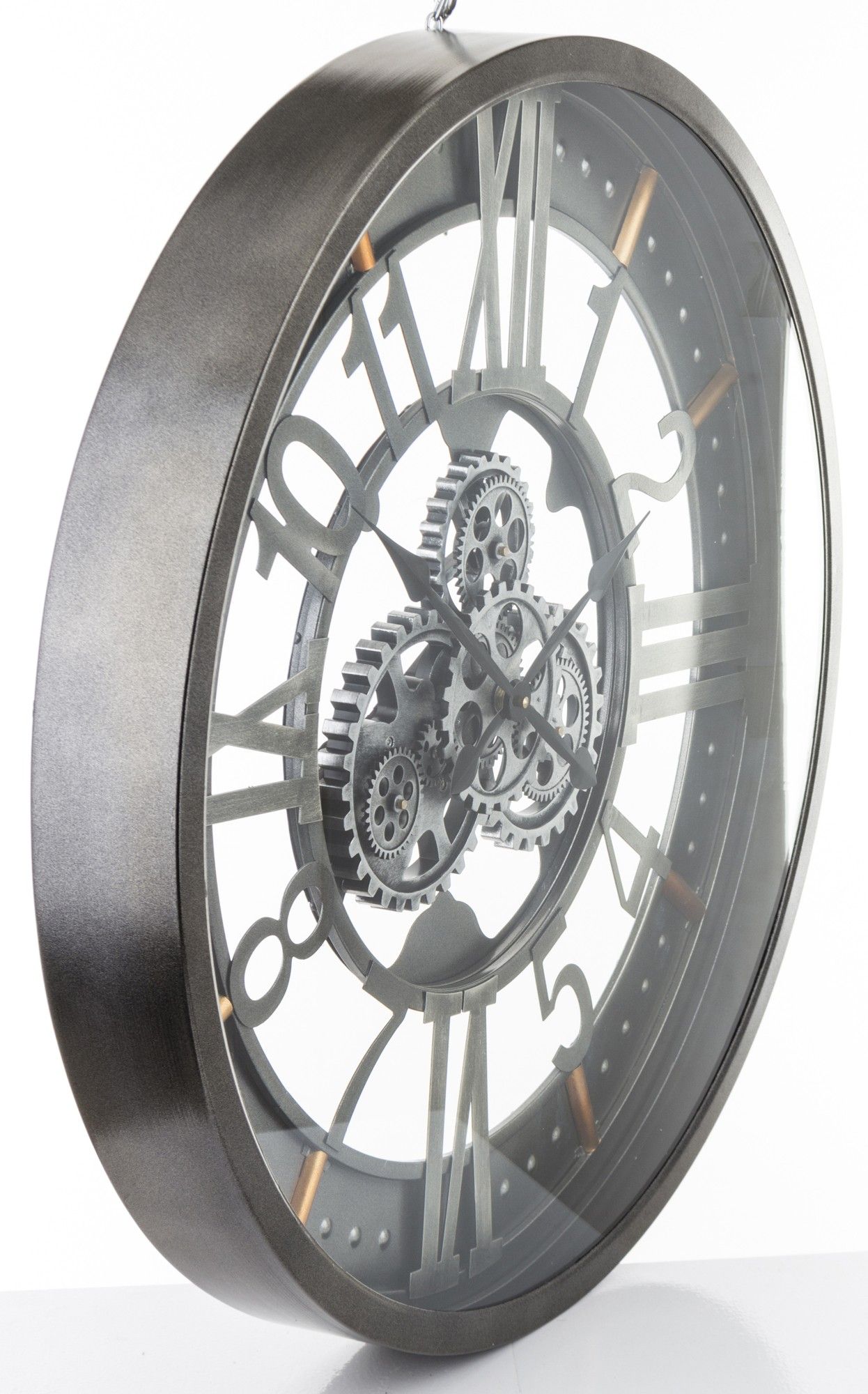 Gray black gold metal clock